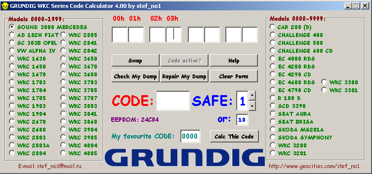 Калькулятор Кодов Автомагнитол Grundig